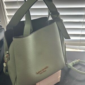 kate spade Pebbled Sage Green Leather Shoulder Bag with Gold Hardware